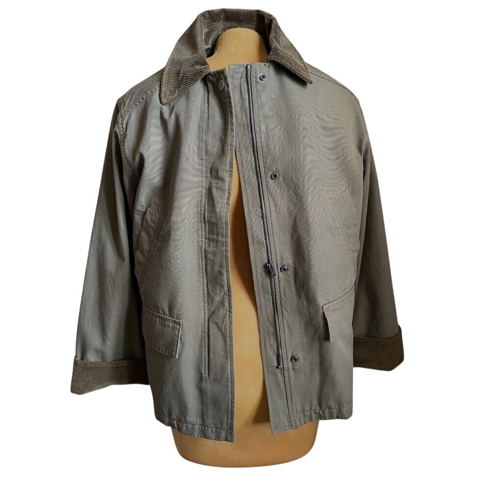 Coach Field Utility Jacket Womens sz M Olive Green Corduroy Collar